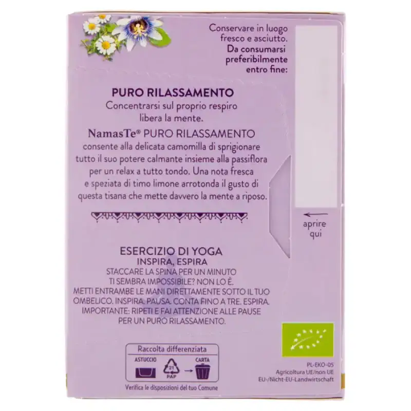 Namaste Pompadour Ceai Organic Ayurvedic Bio Pure Relaxation 15 x 2 g Bax 6 buc.